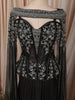 Classic Black Floral Sequins and Silver Beads Embroidered Design Shimmer Ready to Wear Saree with Cape Sleeve