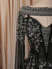 Classic Black Floral Sequins and Silver Beads Embroidered Design Shimmer Ready to Wear Saree with Cape Sleeve