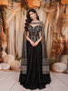 Classic Black Floral Sequins and Silver Beads Embroidered Design Shimmer Ready to Wear Saree with Cape Sleeve