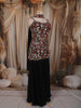 Classic Black Floral Sequins and Thread Embroidered Design Georgette Palazzo Suit with Choker Dupatta