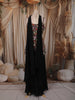 Classic Black Floral Sequins and Thread Embroidered Design Georgette Palazzo Suit with Choker Dupatta