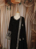 Classic Black Floral Sequins and Zari Embroidered Design Chiffon Party Wear Long Gown with Matching Dupatta