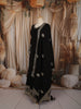 Classic Black Floral Sequins and Zari Embroidered Design Chiffon Party Wear Long Gown with Matching Dupatta