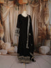 Classic Black Floral Sequins and Zari Embroidered Design Chiffon Party Wear Long Gown with Matching Dupatta