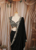 Classic Black Floral Sequins and Zari Embroidered Design Organza Ready to Wear Party Saree with Designer Blouse