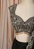 Classic Black Floral Sequins and Zari Embroidered Design Organza Ready to Wear Party Saree with Designer Blouse