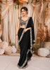 Classic Black Floral Sequins and Zari Embroidered Design Organza Ready to Wear Party Saree with Designer Blouse