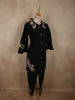 Classic Black Floral Thread Embroidered Design Cotton Sarwar Suit