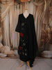 Classic Black Floral Thread Embroidered Design Cotton Straight Cut Salwar Suit with Contrast Dupatta