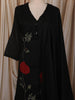 Classic Black Floral Thread Embroidered Design Cotton Straight Cut Salwar Suit with Contrast Dupatta