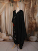 Classic Black Floral Thread Embroidered Design Cotton Straight Cut Salwar Suit with Contrast Dupatta