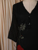 Classic Black Floral Thread Embroidered Design Cotton Straight Cut Salwar Suit with Contrast Dupatta