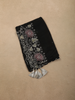 Classic Black Floral Thread Embroidered Design Cotton Unstitched Salwar Material with Dupatta