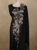 Classic Black Floral Thread Embroidered Design Cotton Unstitched Salwar Material with Dupatta