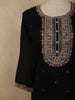 Classic Black Floral Thread Embroidered Design Georgette Salwar Suit with Dupatta