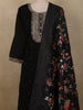 Classic Black Floral Thread Embroidered Design Georgette Salwar Suit with Dupatta