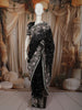Classic Black Floral Thread Embroidered Design Pure Organza Fancy Saree with Floral Border