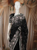 Classic Black Floral Thread Embroidered Design Pure Organza Fancy Saree with Floral Border