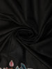 Classic Black Floral Thread Embroidered Design Pure Tussar Saree