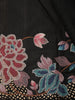 Classic Black Floral Thread Embroidered Design Pure Tussar Saree