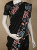 Classic Black Floral Thread Embroidered Design Pure Tussar Saree