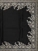 Classic Black Floral Thread Embroidered Design Pure Tussar Saree with Designer Border