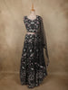 Classic Black Floral Thread and Beads Embroidered Design Net Lehenga with Dupatta