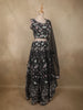 Classic Black Floral Thread and Beads Embroidered Design Net Lehenga with Dupatta