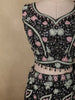 Classic Black Floral Thread and Beads Embroidered Design Net Lehenga with Dupatta