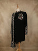 Classic Black Floral Thread and Beads Embroidered Design Polynosic Men's Sherwani Suit