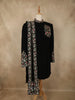 Classic Black Floral Thread and Beads Embroidered Design Polynosic Men's Sherwani Suit