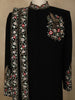 Classic Black Floral Thread and Beads Embroidered Design Polynosic Men's Sherwani Suit