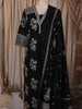 Classic Black Floral Vine Printed Design Cotton Straight Cut Salwar Suit with Dupatta