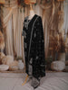 Classic Black Floral Vine Printed Design Cotton Straight Cut Salwar Suit with Dupatta