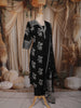 Classic Black Floral Vine Printed Design Cotton Straight Cut Salwar Suit with Dupatta