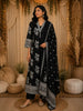 Classic Black Floral Vine Printed Design Cotton Straight Cut Salwar Suit with Dupatta