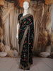 Classic Black Floral Vine Printed Design Georgette Fancy Saree with Designer Border
