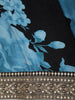 Classic Black Floral Vine Printed Design Georgette Fancy Saree with Designer Border