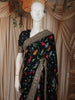 Classic Black Floral Vine Printed Design Georgette Fancy Saree with Designer Border