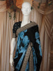 Classic Black Floral Vine Printed Design Georgette Fancy Saree with Designer Border