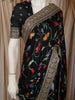 Classic Black Floral Vine Printed Design Georgette Fancy Saree with Designer Border