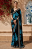 Classic Black Floral Vine Printed Design Georgette Fancy Saree with Designer Border