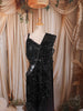 Classic Black Floral Vine Sequins and Beads Embroidered Design Holographic Indo Western Lehenga with Draped Dupatta