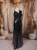 Classic Black Floral Vine Sequins and Beads Embroidered Design Holographic Indo Western Lehenga with Draped Dupatta