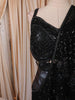 Classic Black Floral Vine Sequins and Beads Embroidered Design Holographic Indo Western Lehenga with Draped Dupatta
