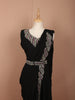 Classic Black Floral Vine Sequins and Stone Embroidered Design Georgette Ready to Wear Draped Saree with Matching Designer Blouse