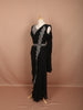 Classic Black Floral Vine Sequins and Stone Embroidered Design Georgette Ready to Wear Draped Saree with Matching Designer Blouse