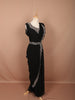 Classic Black Floral Vine Sequins and Stone Embroidered Design Georgette Ready to Wear Draped Saree with Matching Designer Blouse