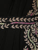 Classic Black Floral Vine Sequins and Stone Embroidered Design Georgette Ready to Wear Draped Saree with Matching Designer Blouse