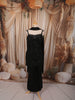 Classic Black Floral Vine Sequins and Thread Embroidered Design Georgette Party Wear Palazzo Suit with Matching Choker Dupatta